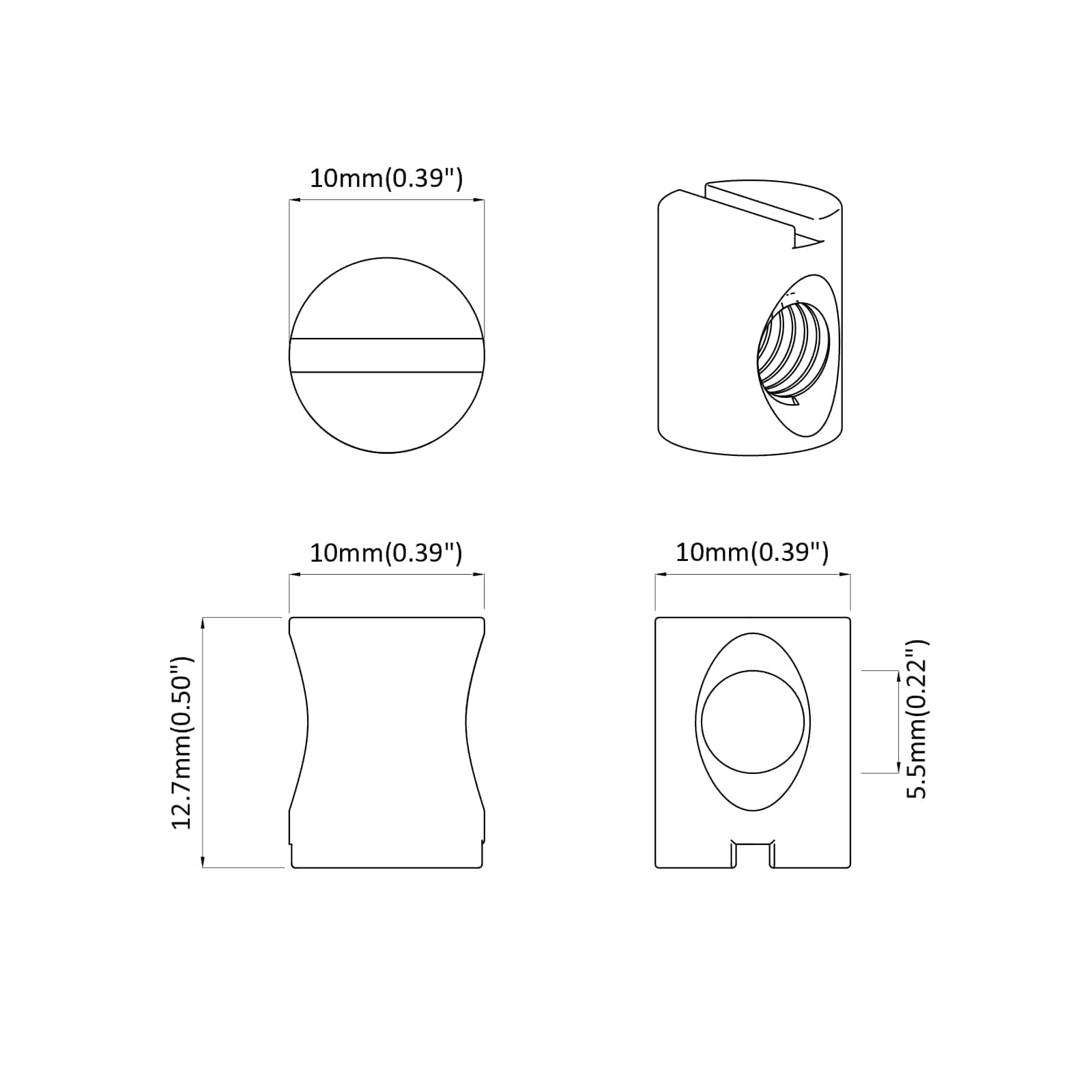 Fassmutter 2 Pcs Silber M6 X 13 Mm Eisen