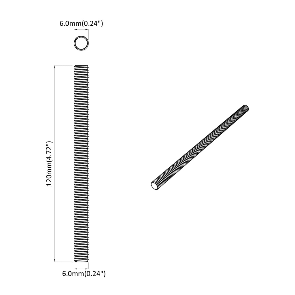 Gewindestangen 2 Pcs Silber M6 X 120 Mm Metall