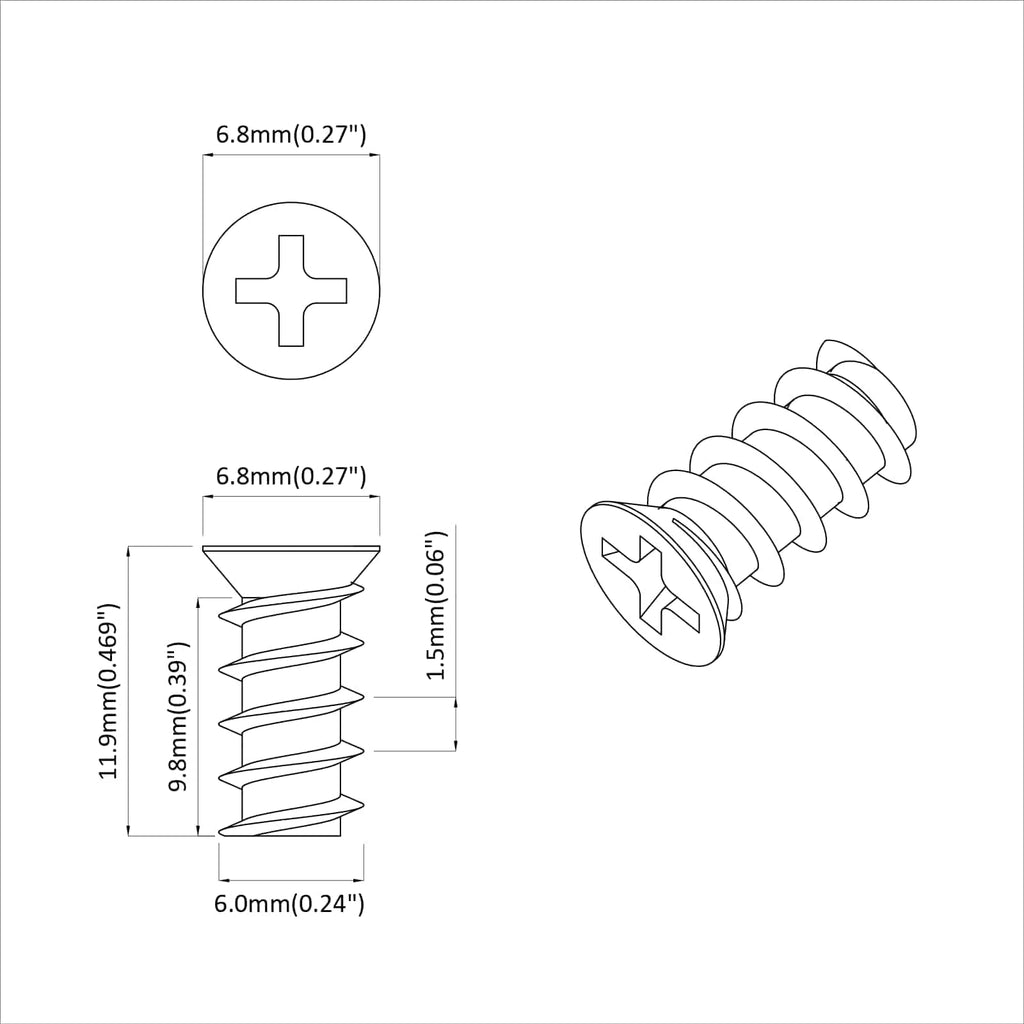 Schraube 2 Pcs Silber M6 X 12 Mm Eisen
