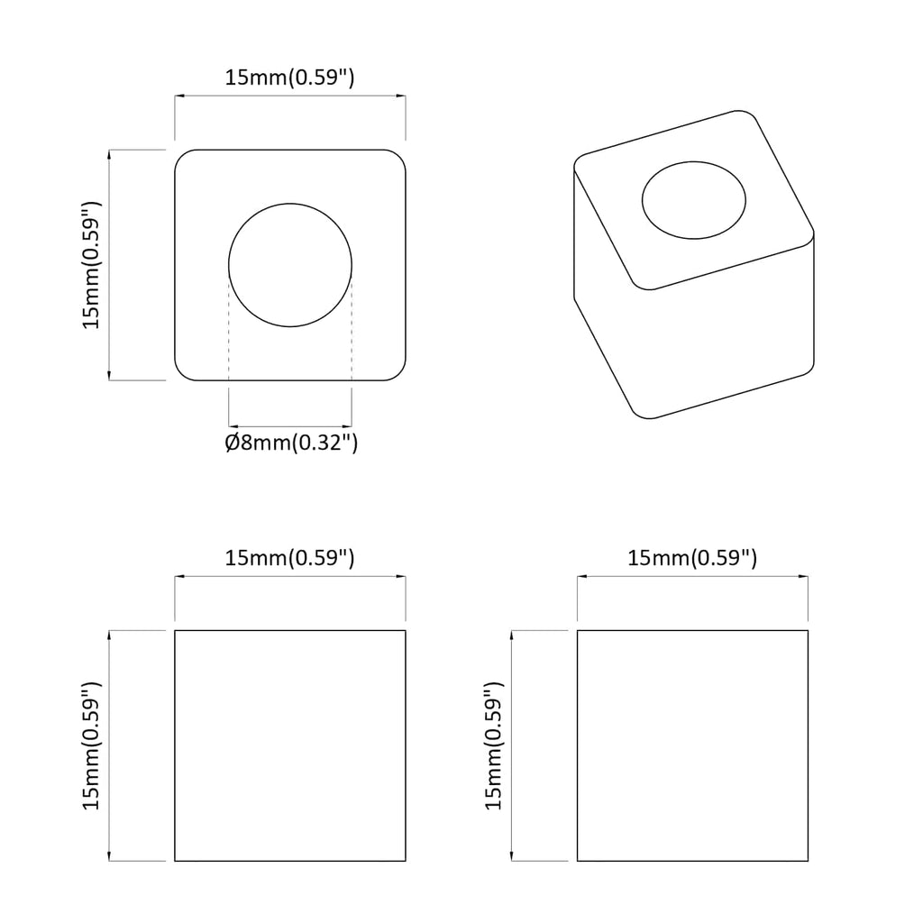Schubladenhalter 2 Pcs Schwarz 15 X 15 X 15Mm Pp Copolymer