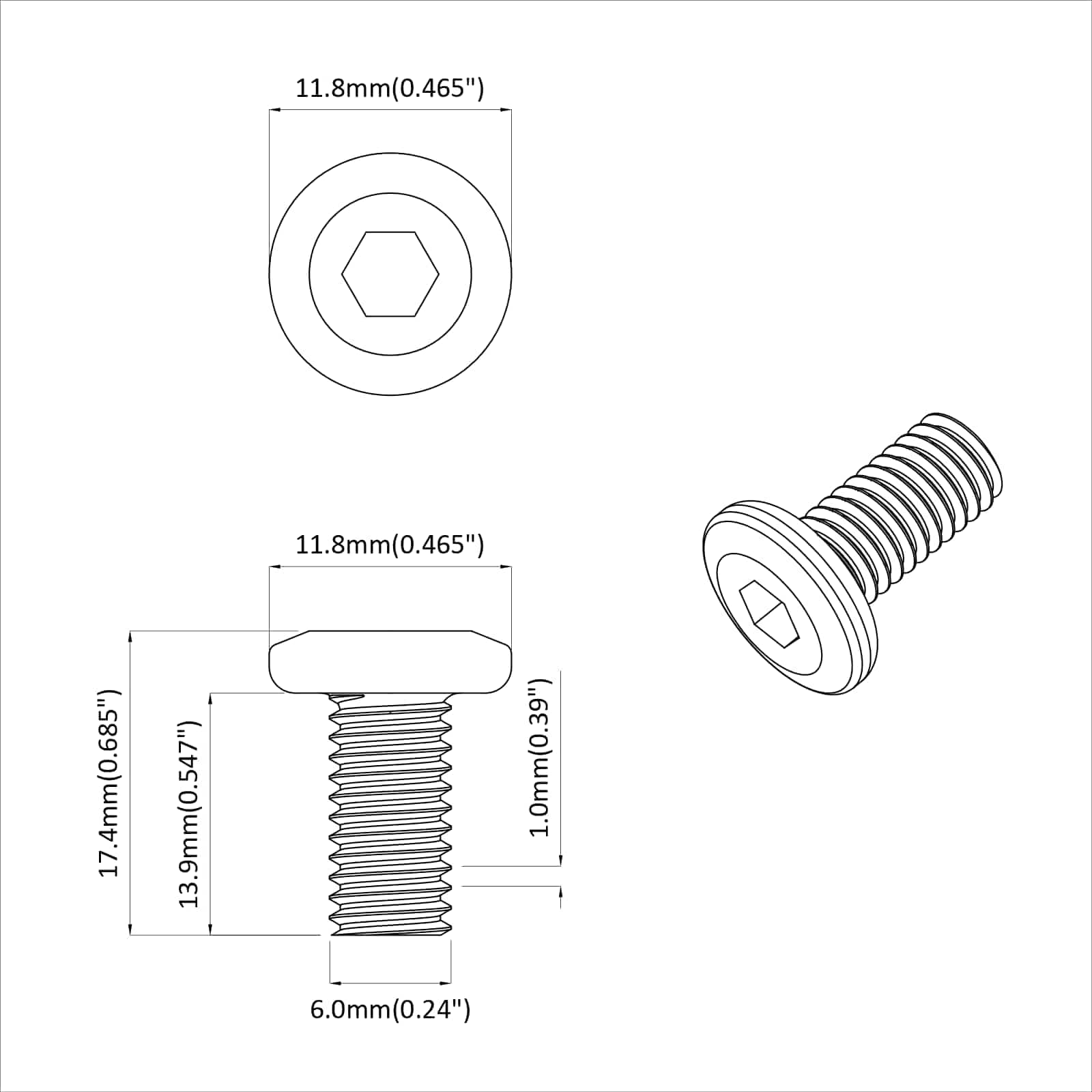 Kopf-Sicherungsschraube 2 Pcs Silber Stahl