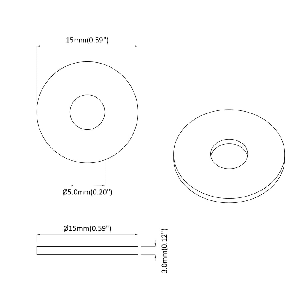 Geeignet Für Flachscheiben 2 Pcs Schwarz ∅15 X 3 Mm