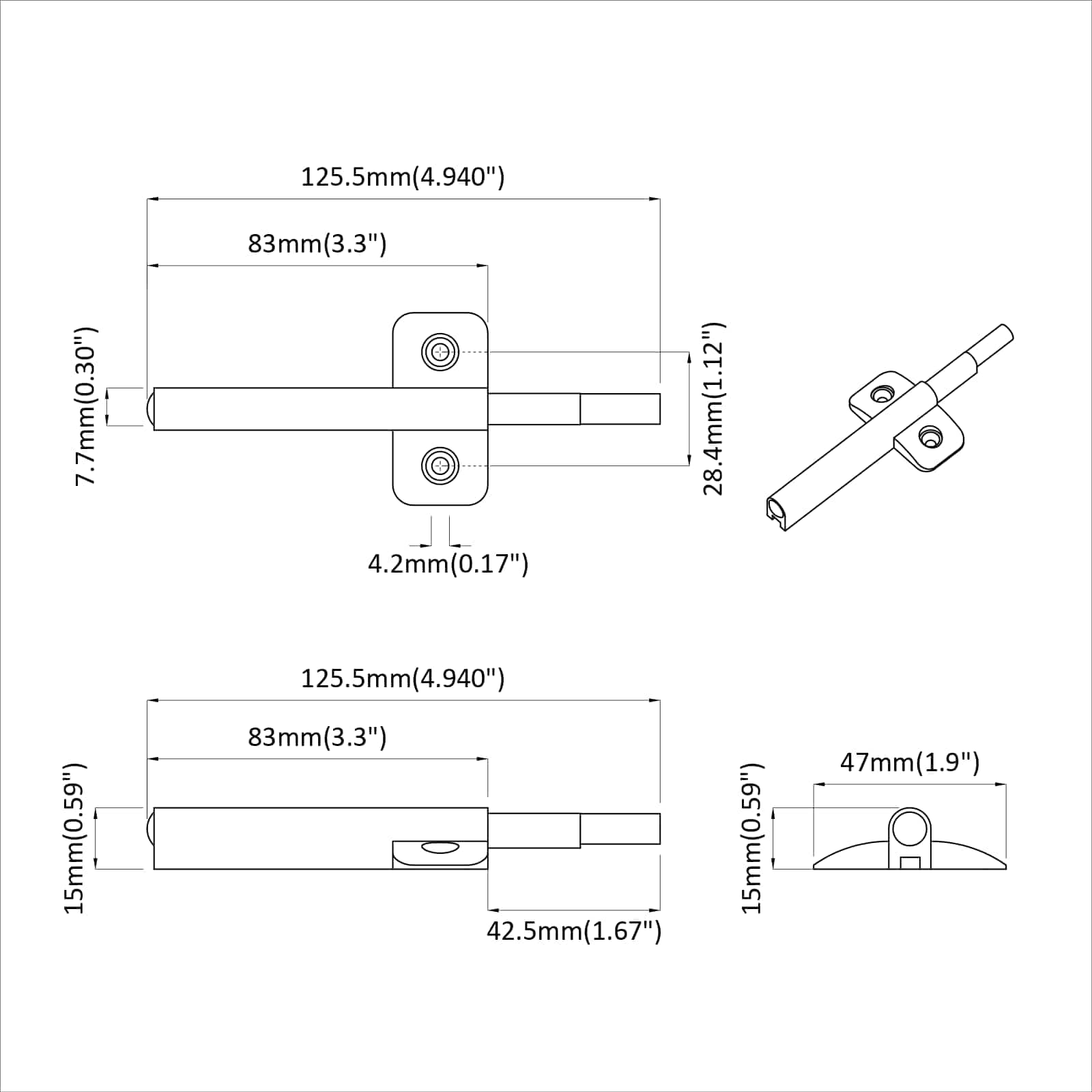 Sanftschließer 2 Pcs Grau 125 X 47 X 15 Mm Pp