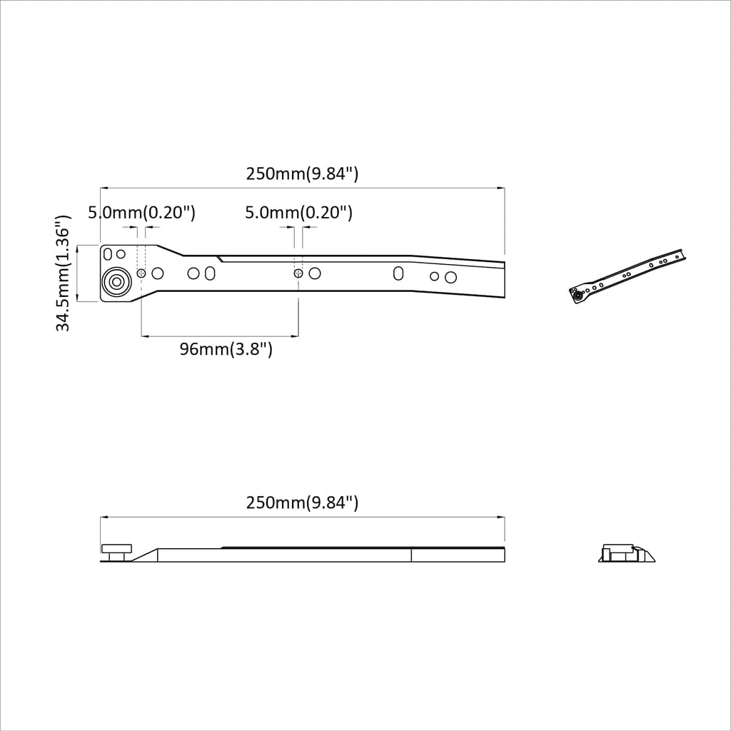 Schubladenschiene 2 Pcs Weiß Stahl