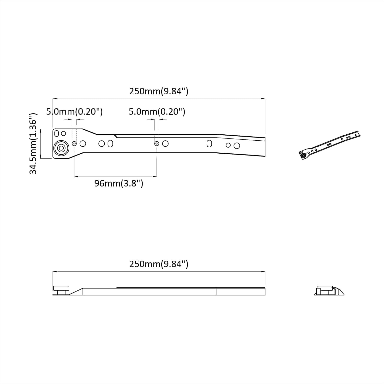 Schubladenschiene 2 Pcs Weiß Stahl