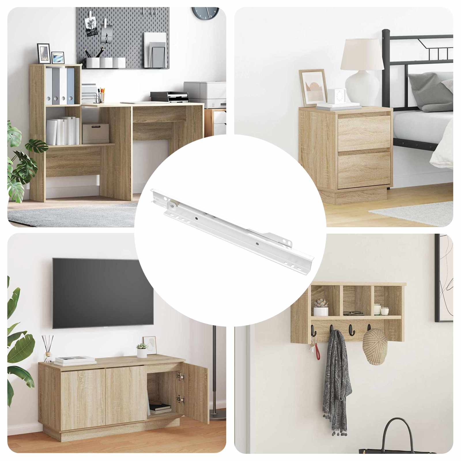 Schubladenschiene 2 Pcs Weiß Stahl