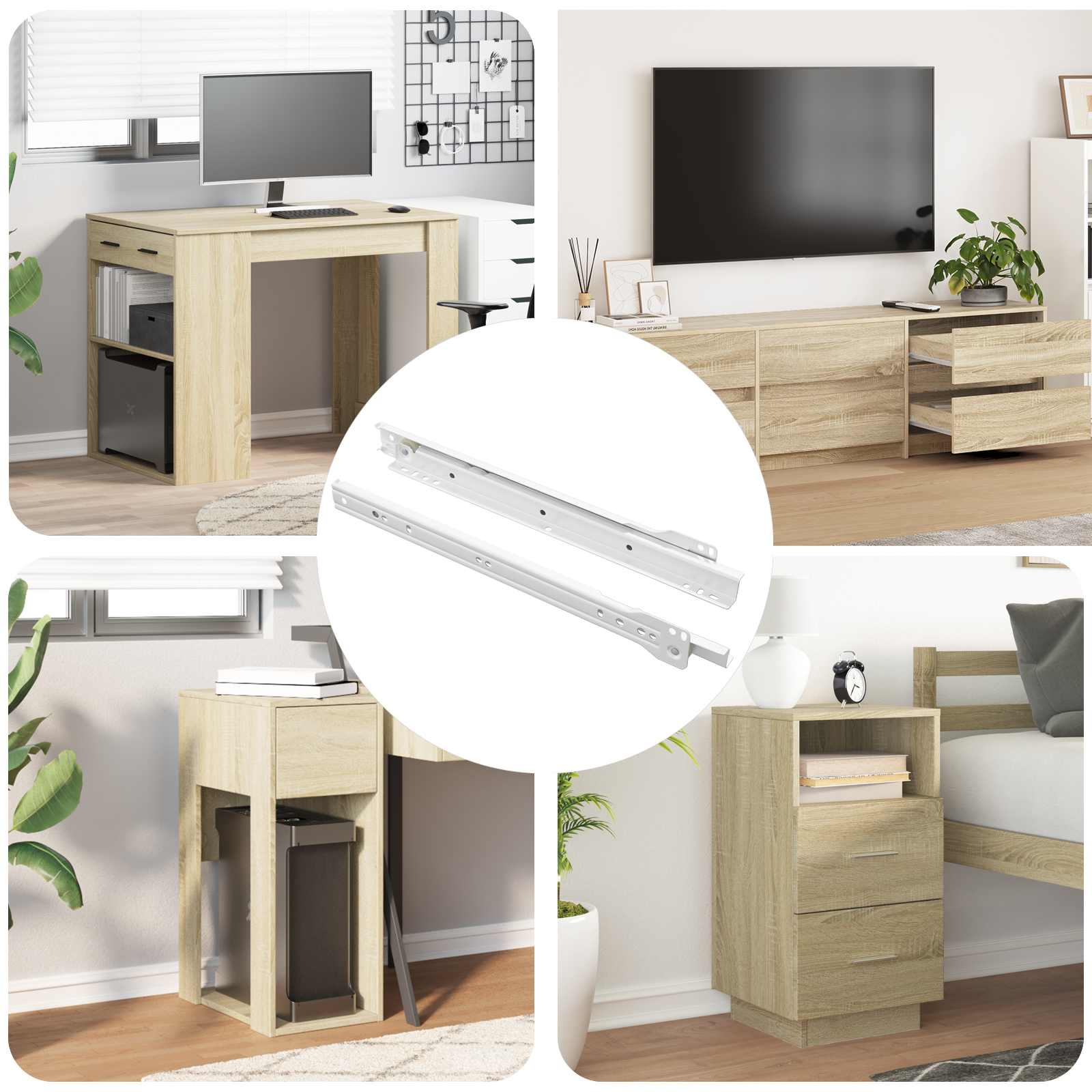 Schubladenschiene 2 Pcs Weiß Stahl