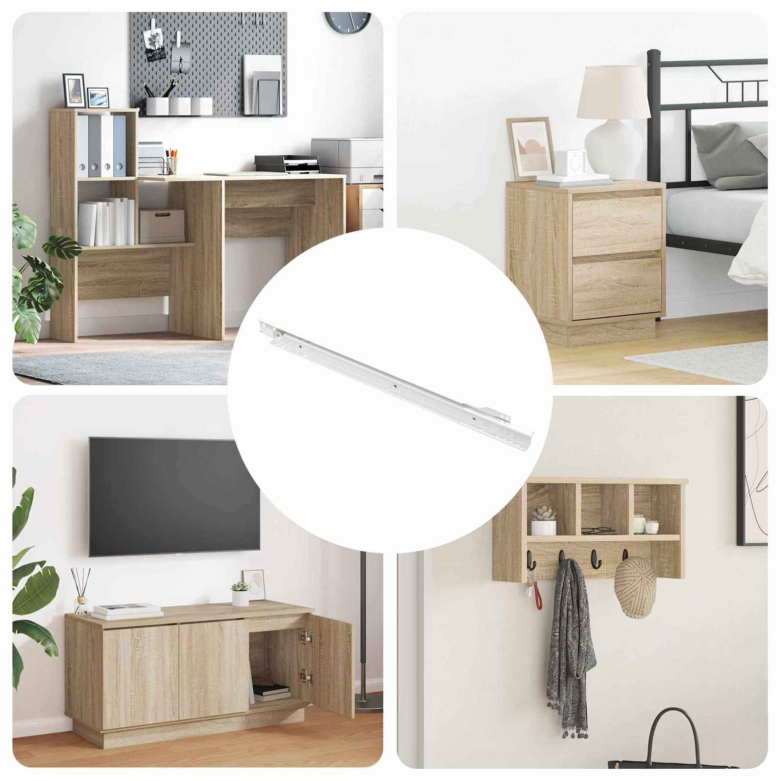 Schubladenschiene 2 Pcs Weiß Stahl