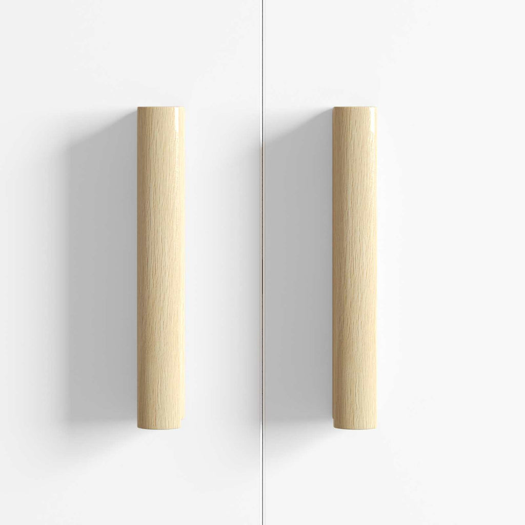 Gerader Griff 2 Pcs Natürliche Holzfarbe 130 X 25 X 30 Mm