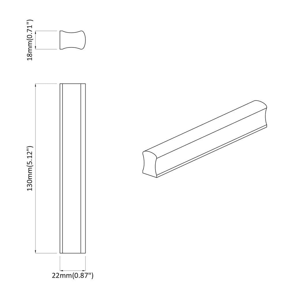 Gerader Griff 2 Pcs Natürliche Holzfarbe 130 X 25 X 30 Mm