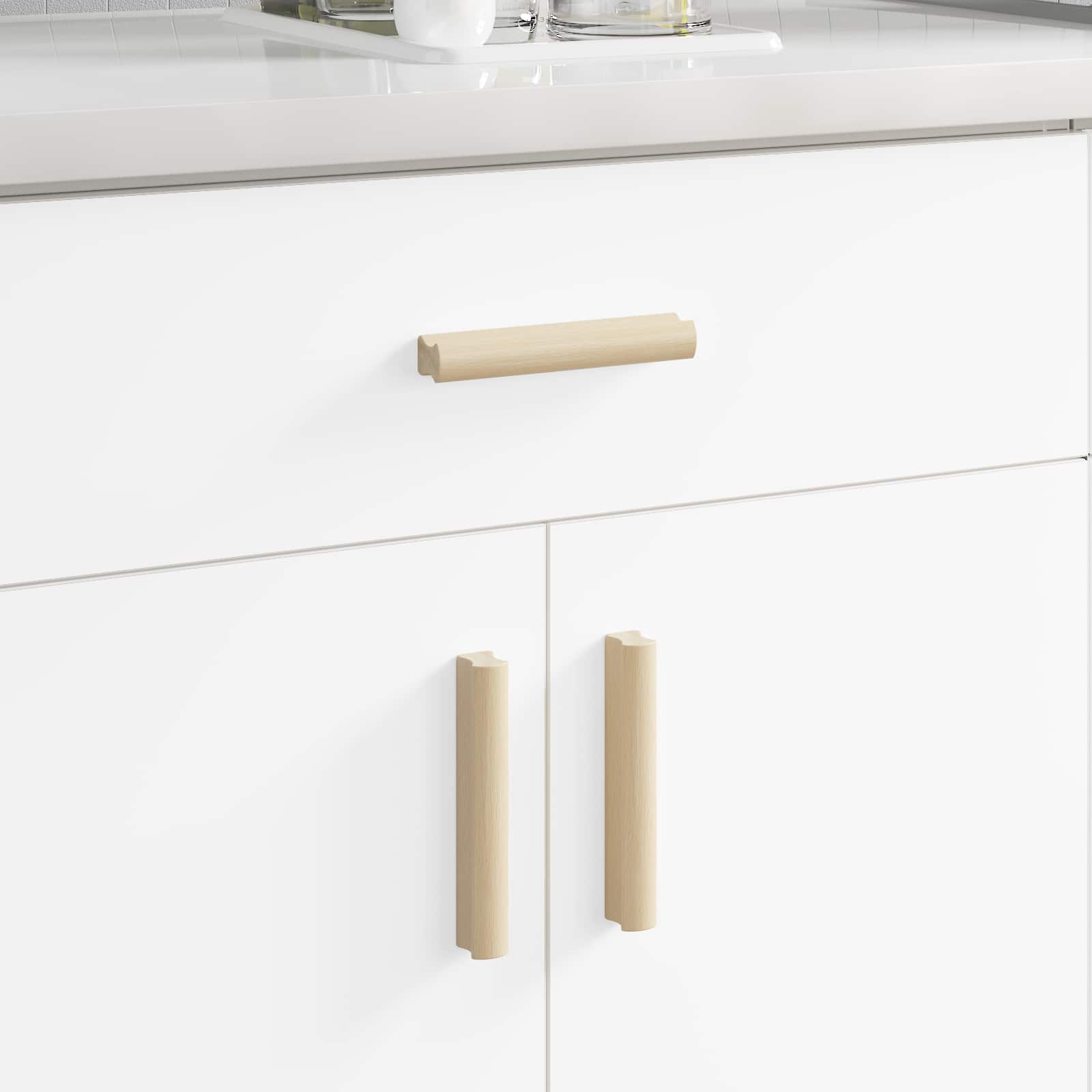 Gerader Griff 2 Pcs Natürliche Holzfarbe 130 X 25 X 30 Mm