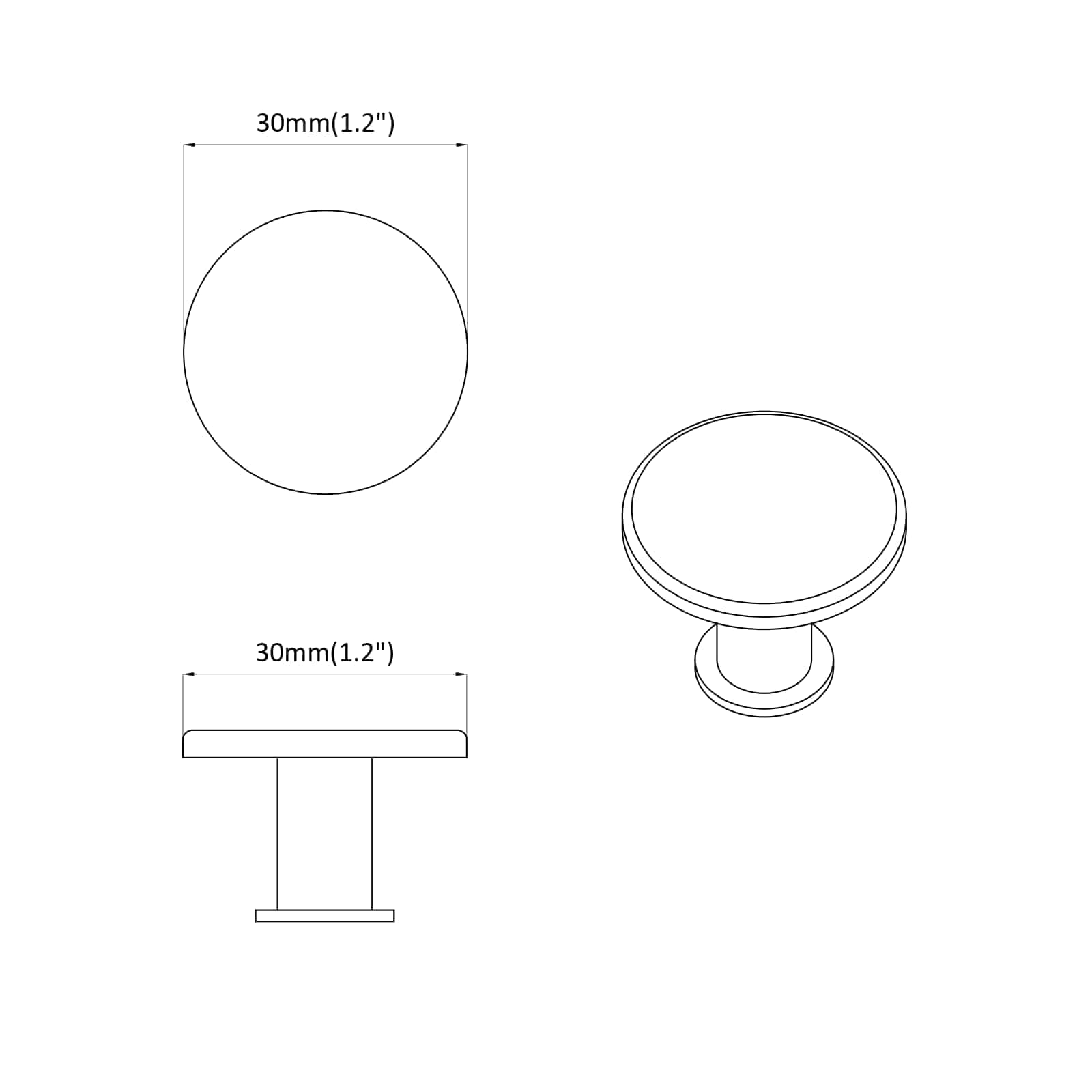 Griff 2 Pcs Schwarz Ø30 Mm Aluminium