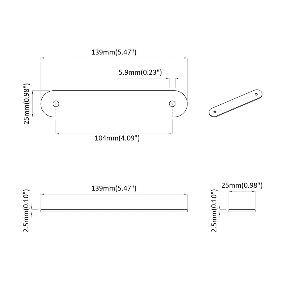 Schrankgriffe 2 Pcs Braun 140 X 25 X 2,3 Mm Pu