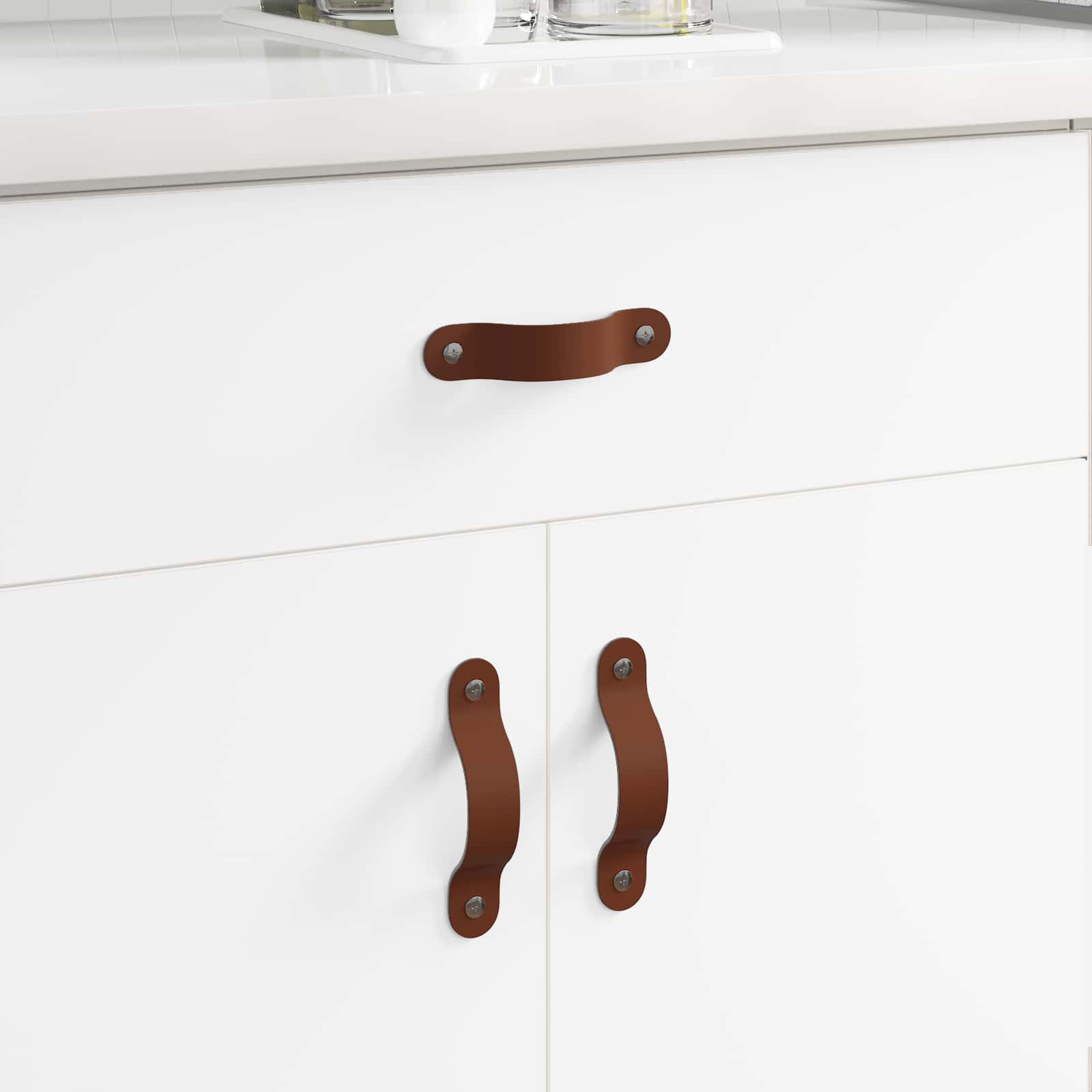 Schrankgriffe 2 Pcs Braun 140 X 25 X 2,3 Mm Pu