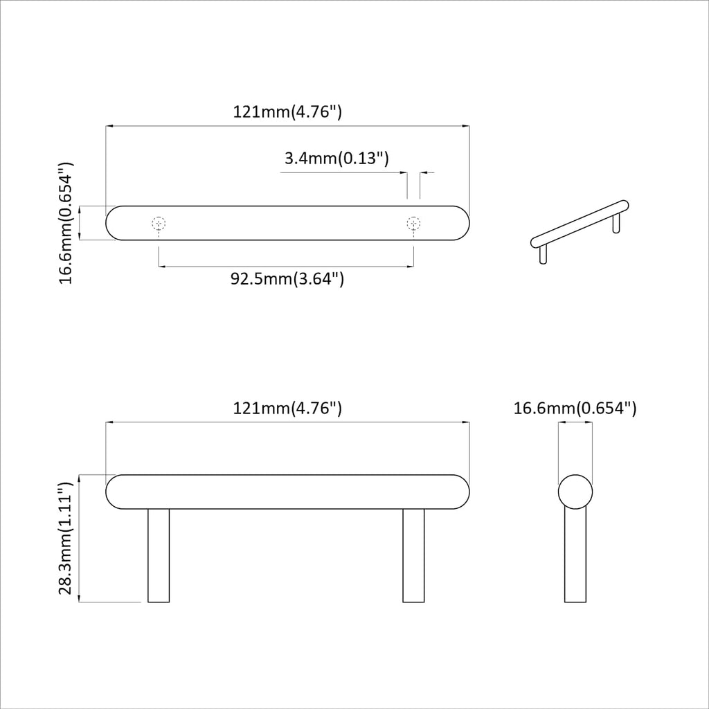 Schrankgriff 2 Pcs Schwarz 121 X 16.6 X 28.3 Mm Eisen