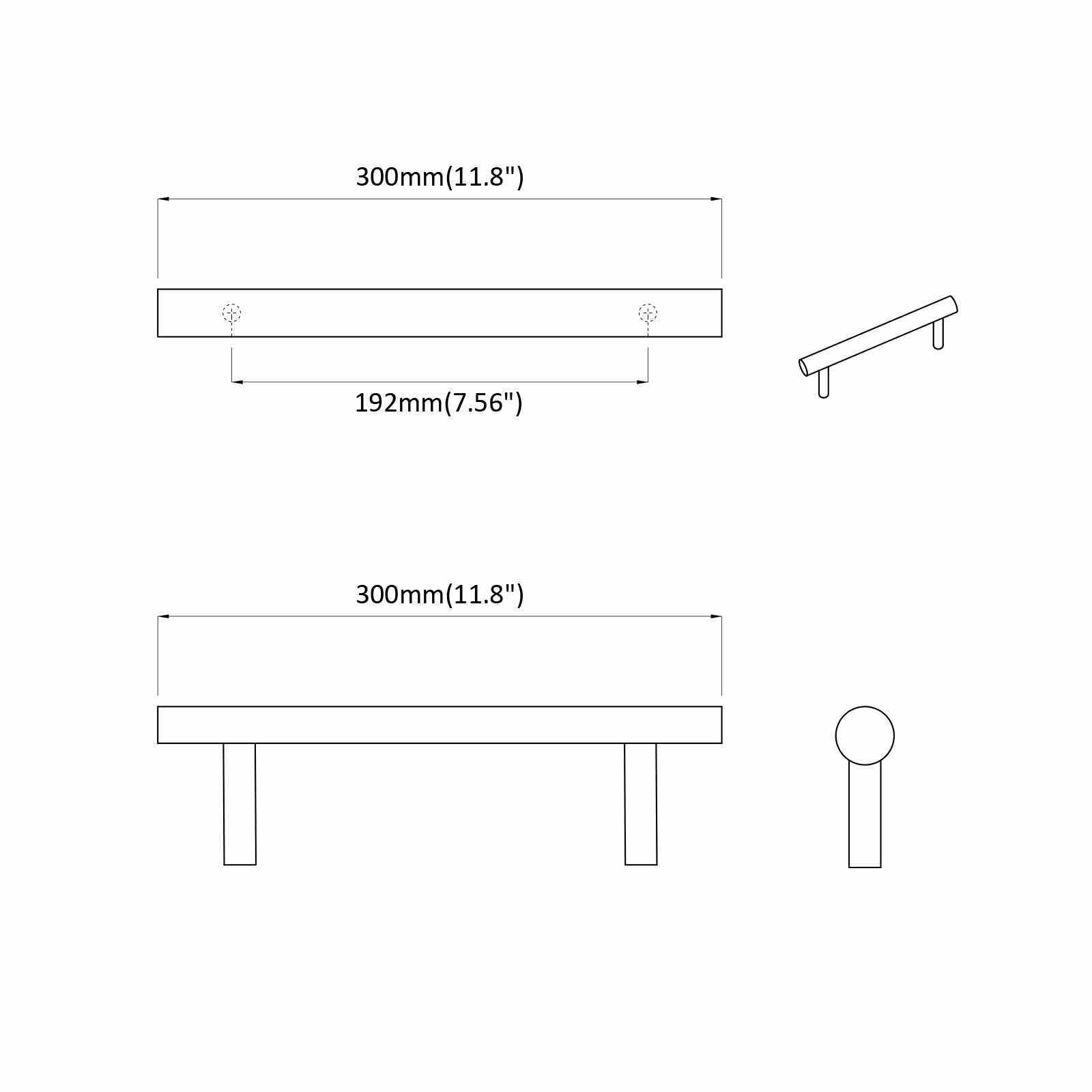Schrankgriff 2 Pcs Silber 300 Mm Edelstahl
