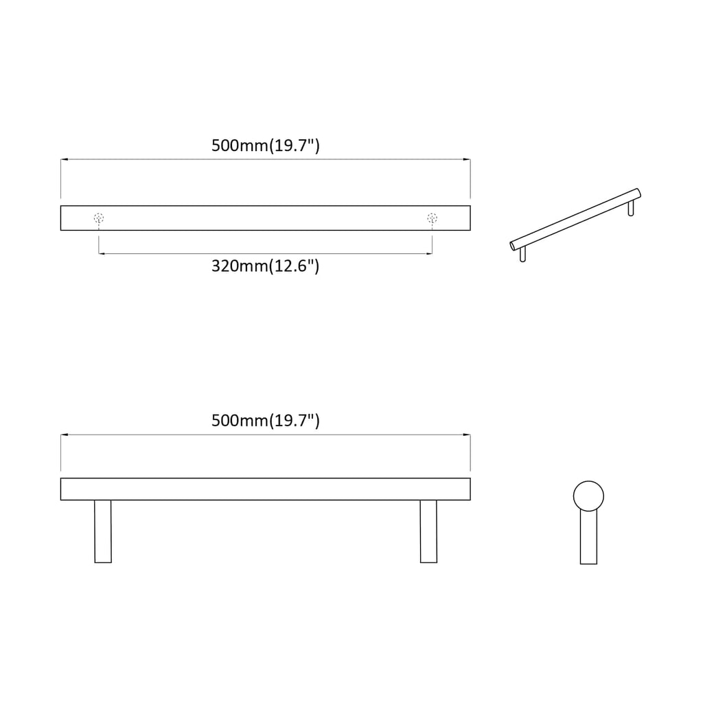 Griff 2 Pcs Silber 500 Mm Stahl