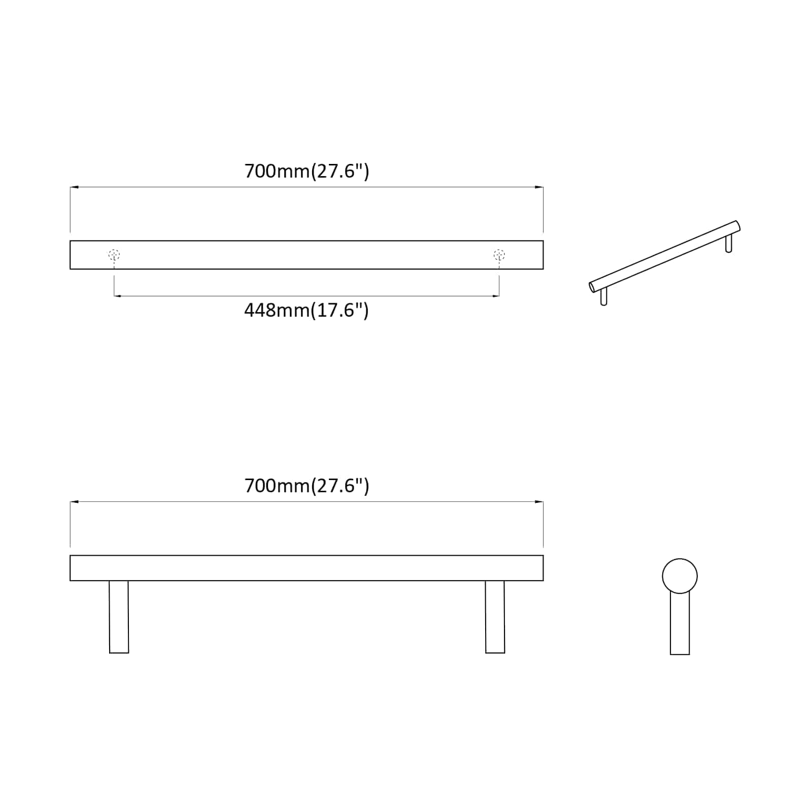 Schrankgriff 2 Pcs Silber 700 Mm Edelstahl