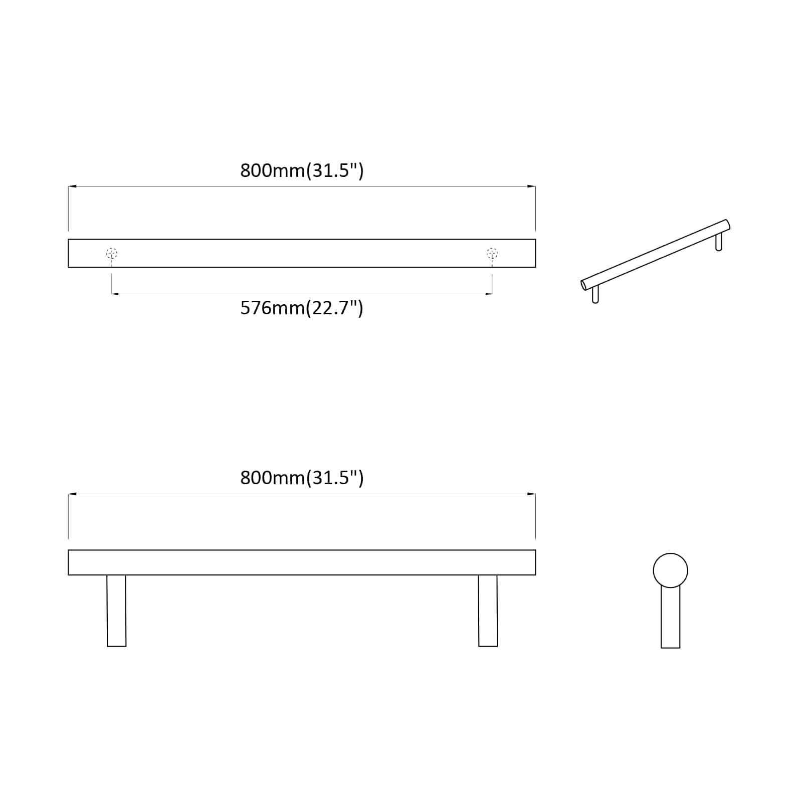 Schrankgriff 2 Pcs Silber 800 Mm Edelstahl