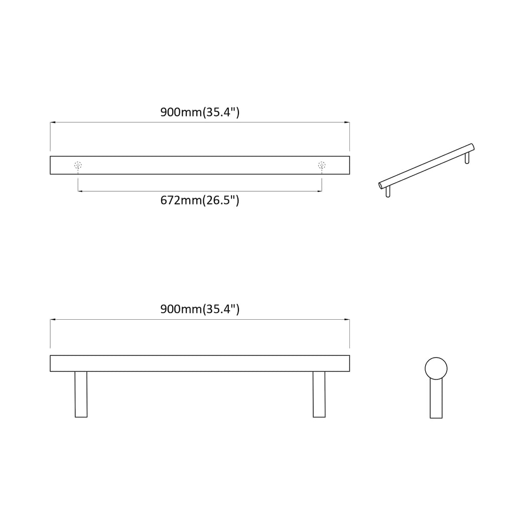Schrankgriff 2 Pcs Silber 900 Mm Edelstahl