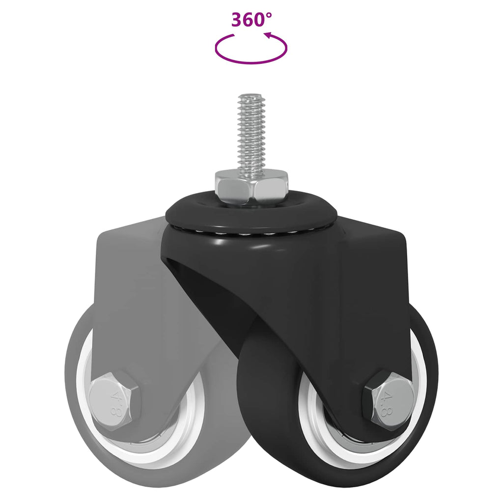 Drehrolle 2 Pcs Schwarz 40,4 X 40,4 X 19,7 Mm Eisen Und Nylon