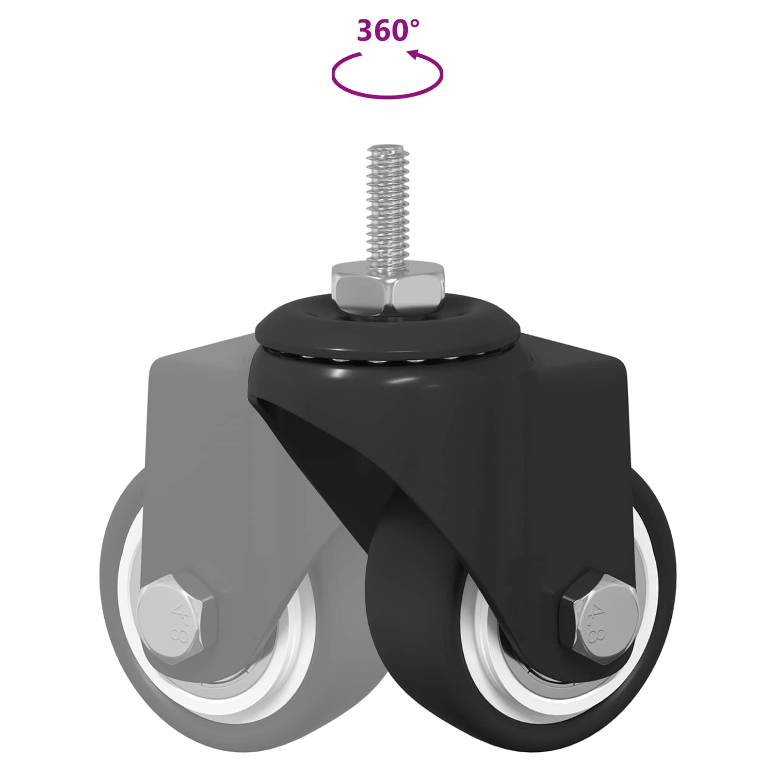 Drehrolle 2 Pcs Schwarz 40,4 X 40,4 X 19,7 Mm Eisen Und Nylon