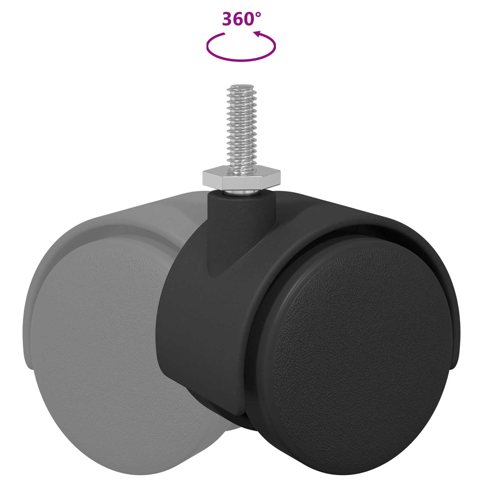 Bockrolle 2 Pcs Schwarz Und Silber 40,1 X 40,1 X 37,8 Mm