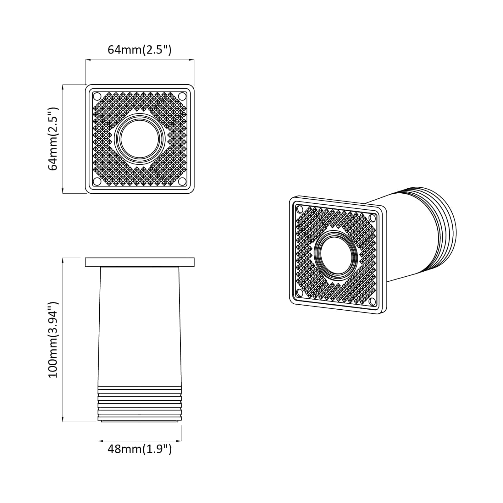 Möbelbeine Verstellbar 2 Pcs Weiß 64 X 64 X 100 Mm Pp