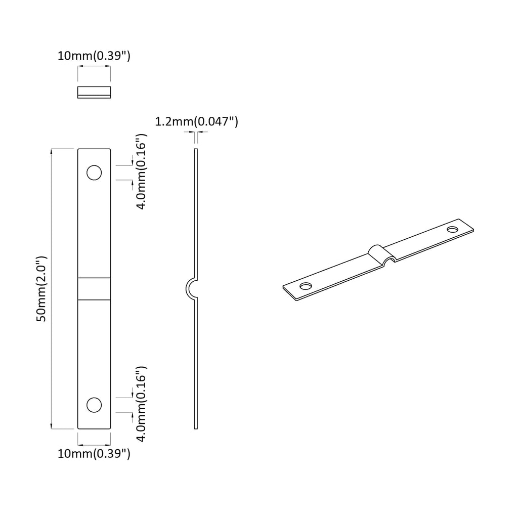 Einschlagplatte 2 Pcs Silber 50 X 10 X 1,2 Mm Eisen