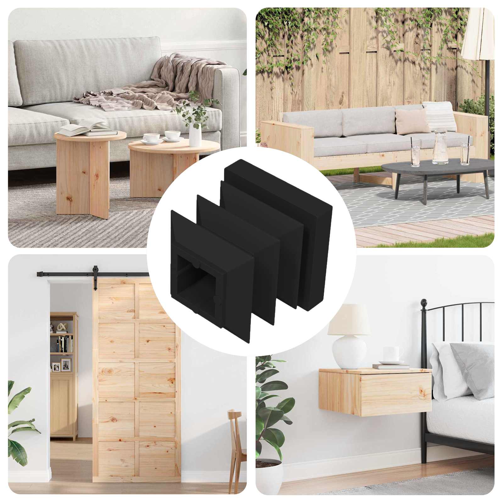 Endkappen 2 Pcs Schwarz 15 X 15 X 15 Mm Pp