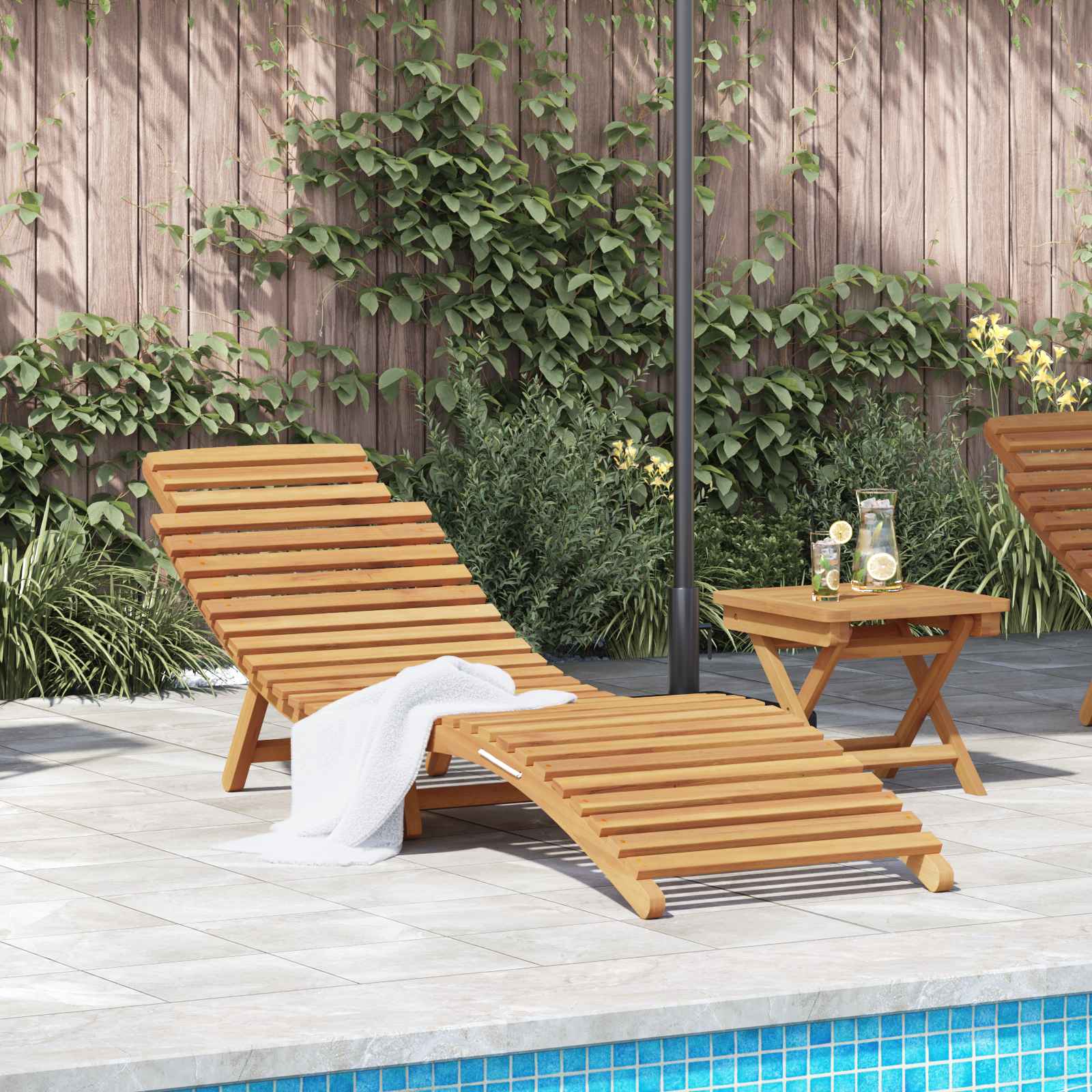 3-Tlg. Garten-Lounge-Set Klappbar Massivholz Teak