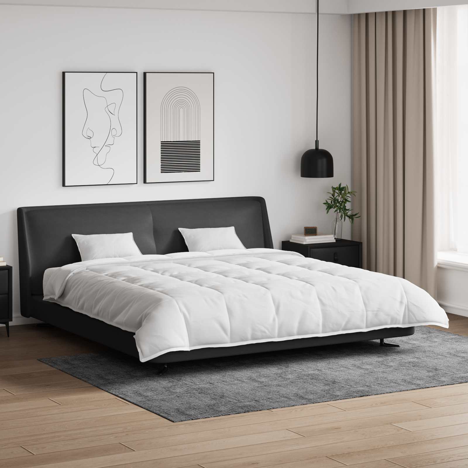 Bettdecken Set Mit Kissen 3 Pcs Weiß Mikrofaser Und Baumwolle