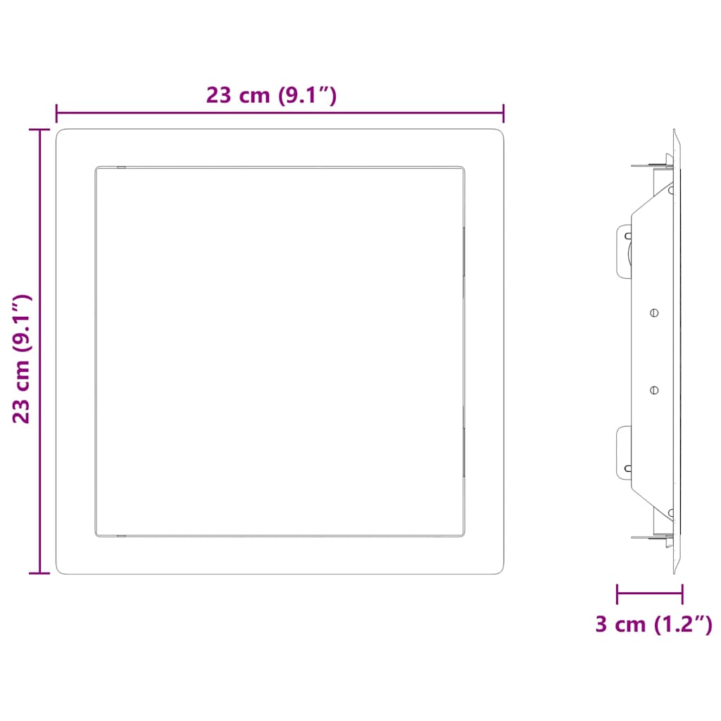 Zugangsklappe 2 Pcs Weiß 23 X 23 X 3 Cm Stahl