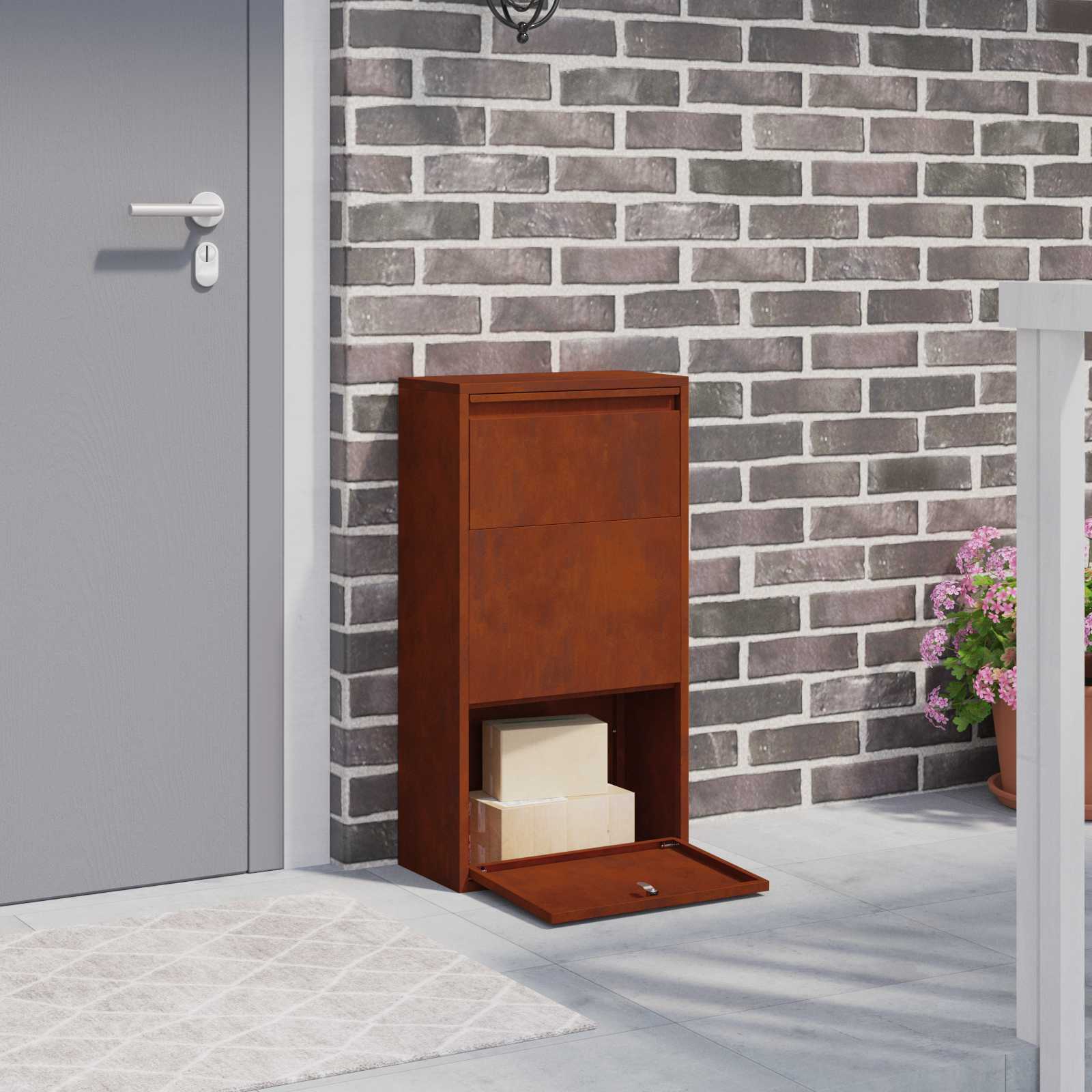Paketdrop-Box Mit Speicher Mit Tür 44 X 22 X 82 Cm Stahl
