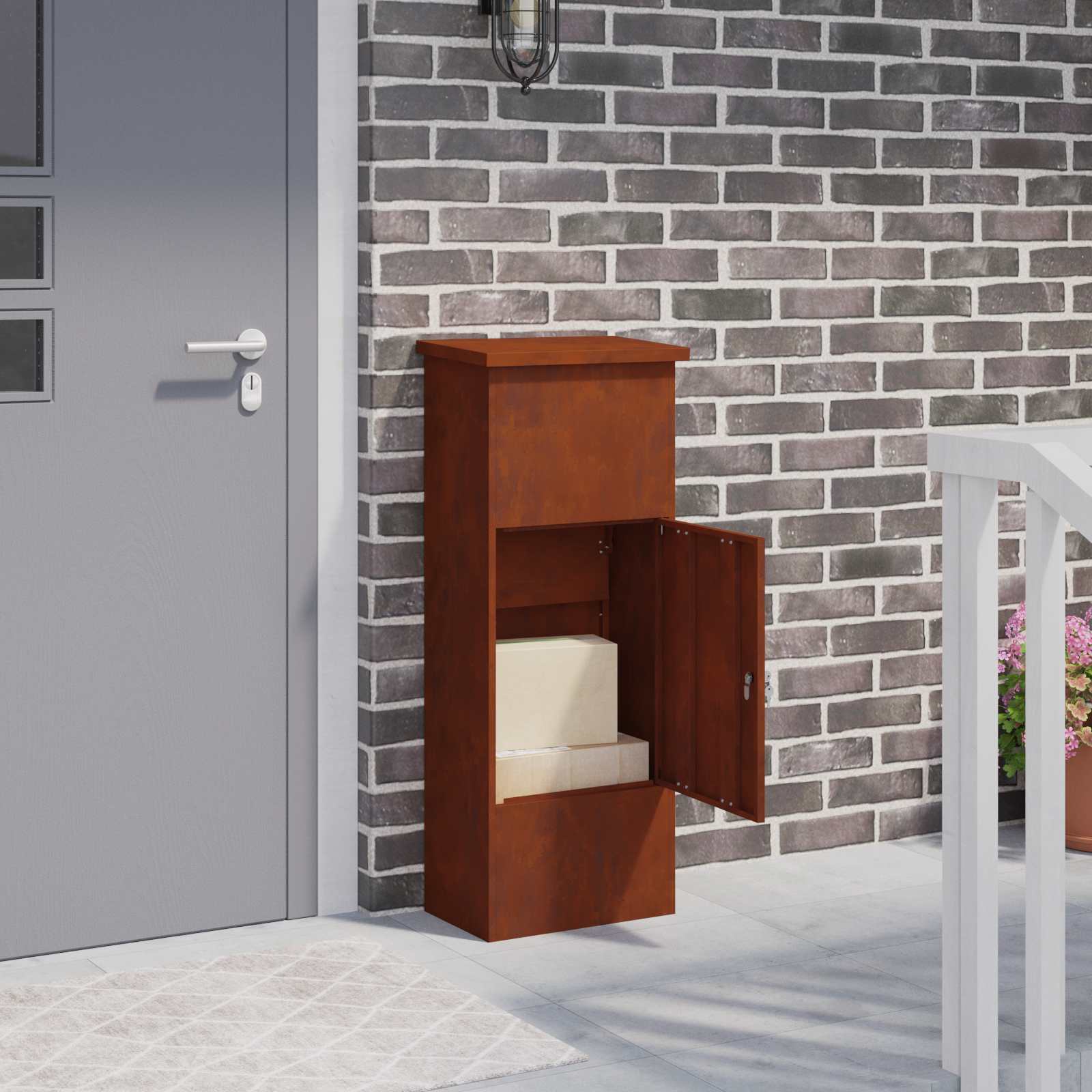 Paketdrop-Box Mit Speicher 44,5 X 29 X 110,5 Cm Stahl
