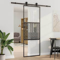 Schiebetür 3-Teilig Esg-Glas Und Aluminium Schwarz