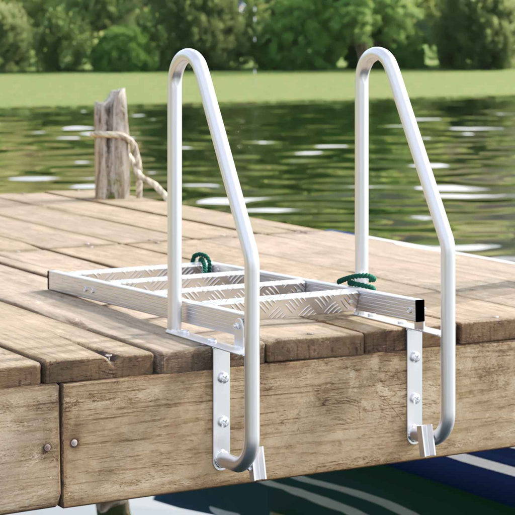 4-Stufen Dockleiter Silber Aluminium