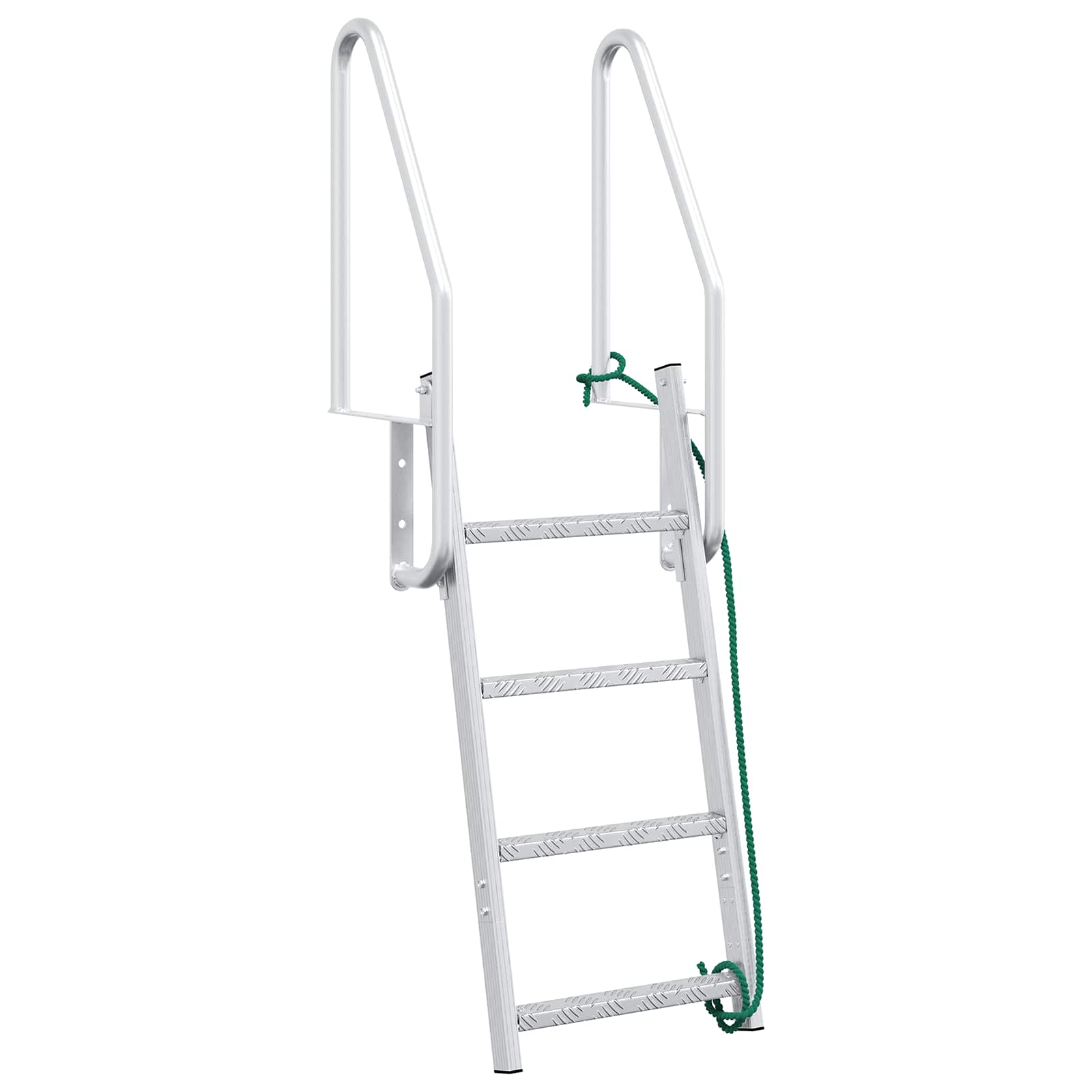 4-Stufen Dockleiter Silber Aluminium