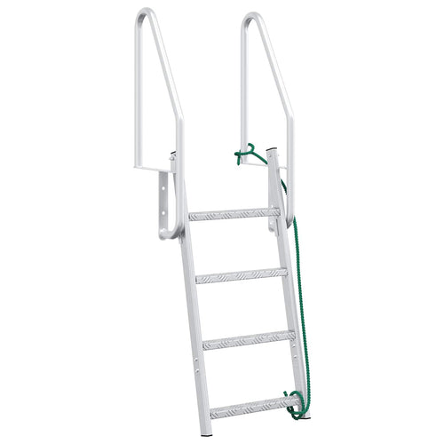 4-Stufen Dockleiter Silber Aluminium