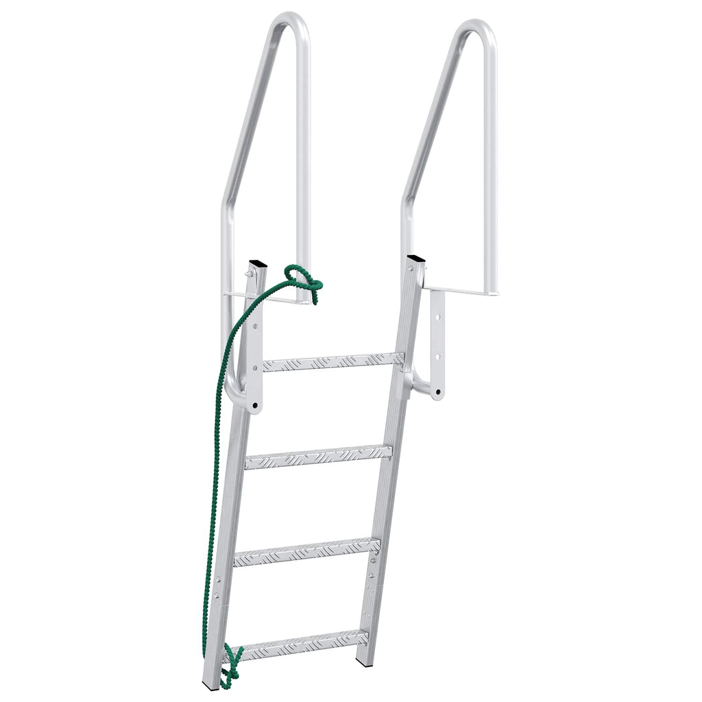 4-Stufen Dockleiter Silber Aluminium