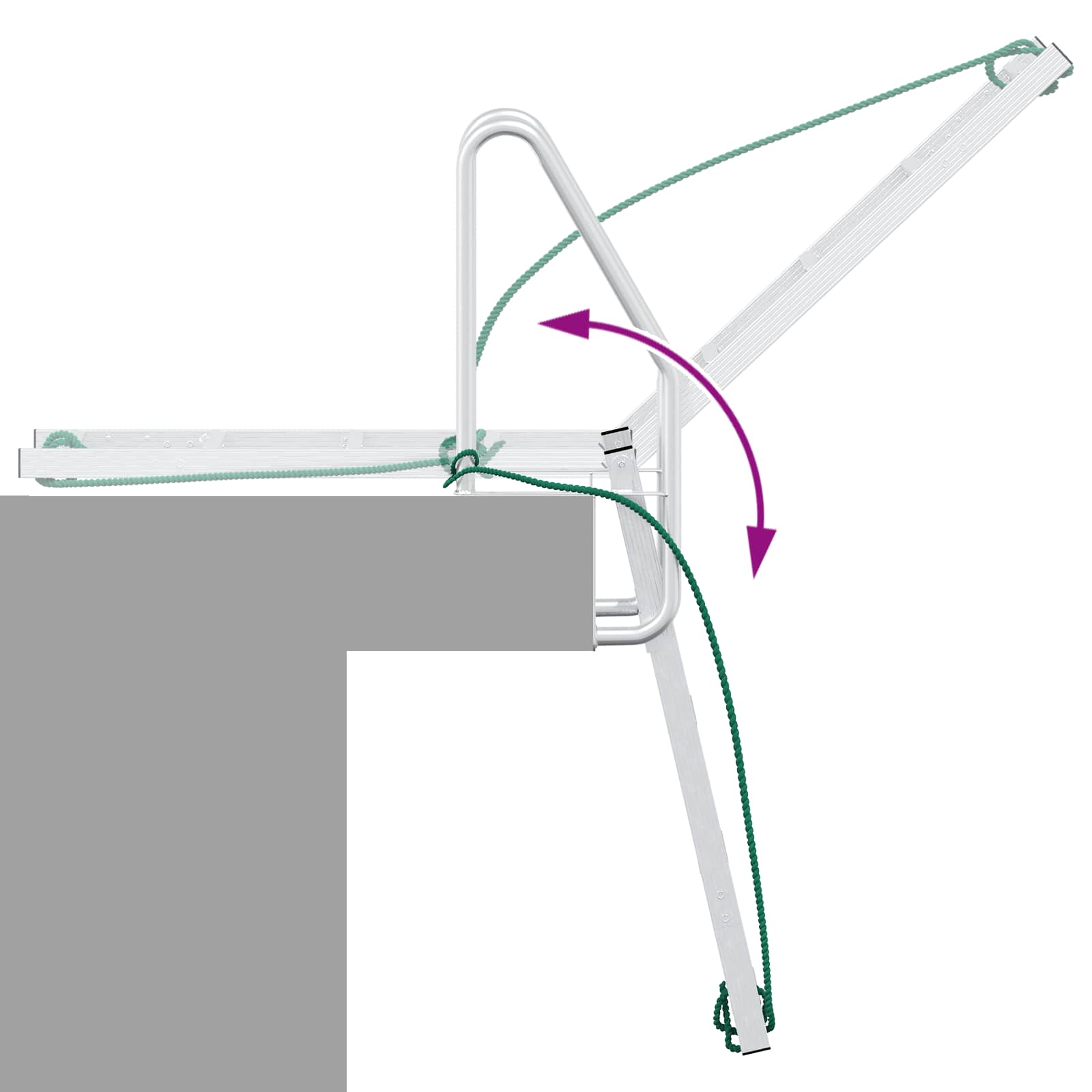 4-Stufen Dockleiter Silber Aluminium