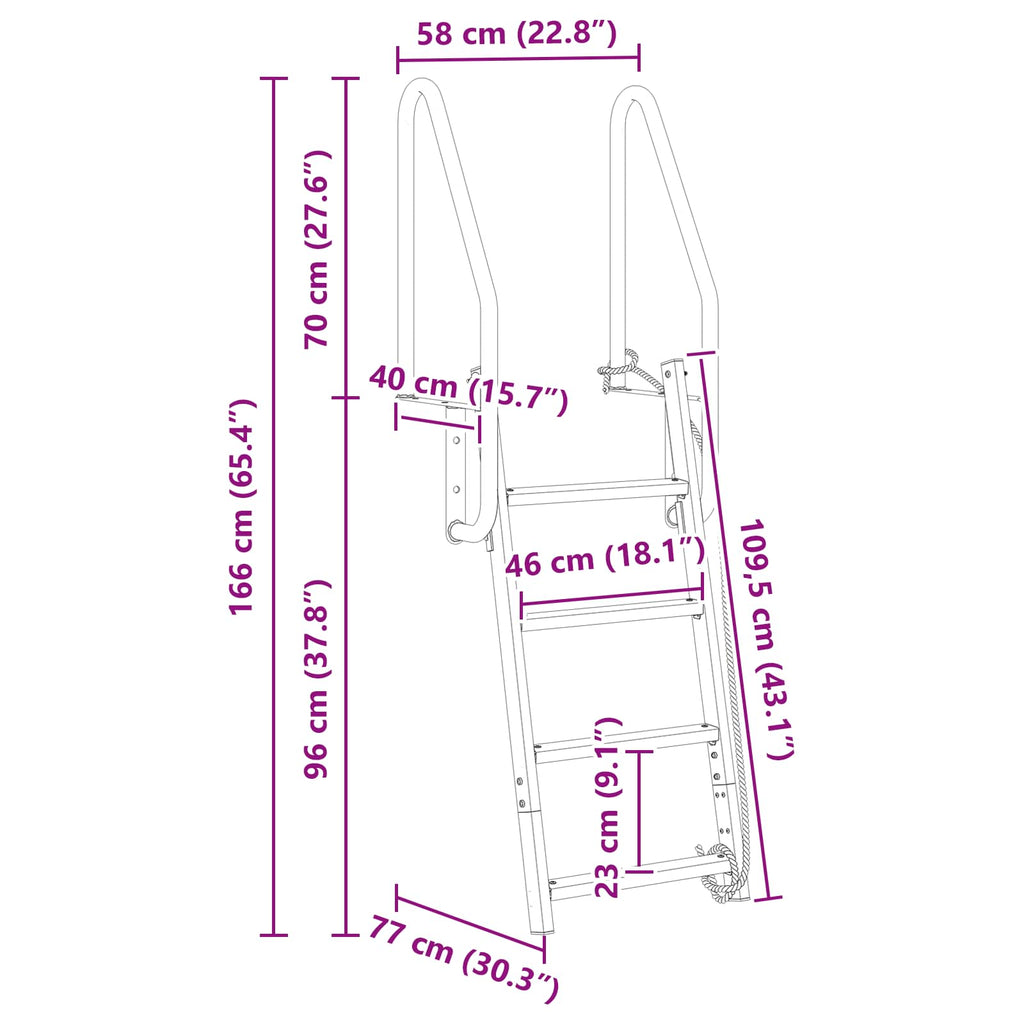 4-Stufen Dockleiter Silber Aluminium
