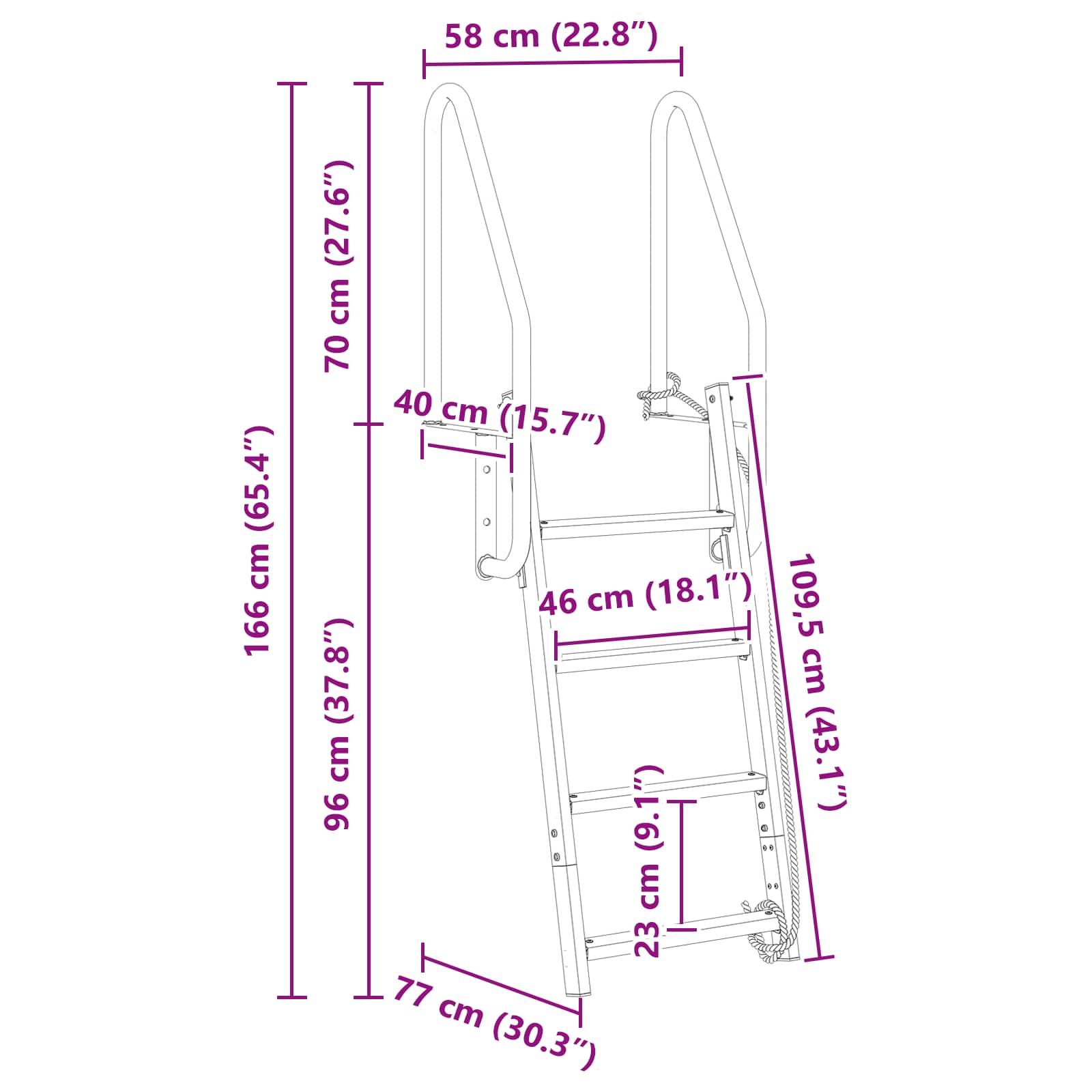 4-Stufen Dockleiter Silber Aluminium