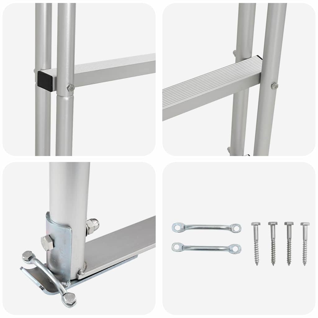 3-Step Dock Ladder Silber Aluminium