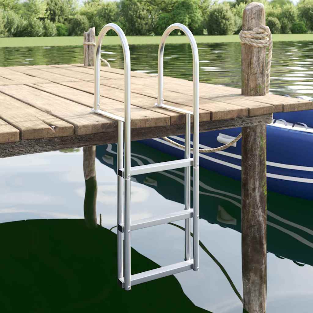 3-Step Dock Ladder Silber Aluminium