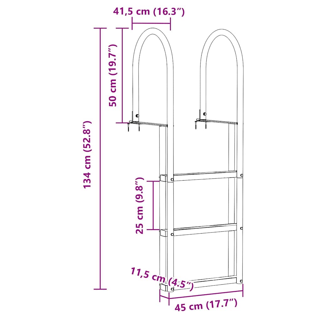 3-Step Dock Ladder Silber Aluminium