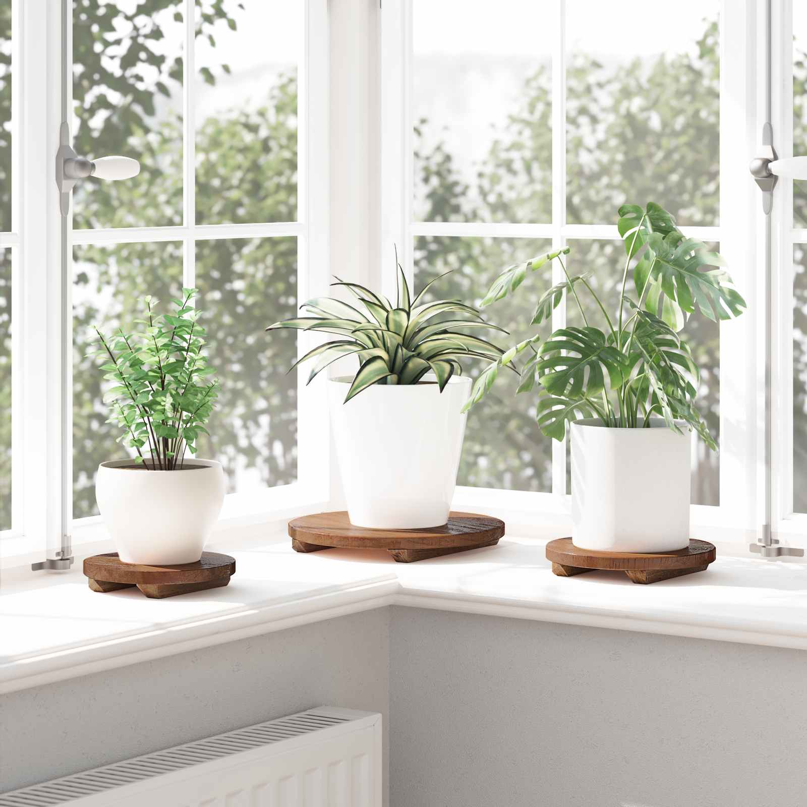 Pflanzenhocker 3 Pcs Braun Mahagoni Holz