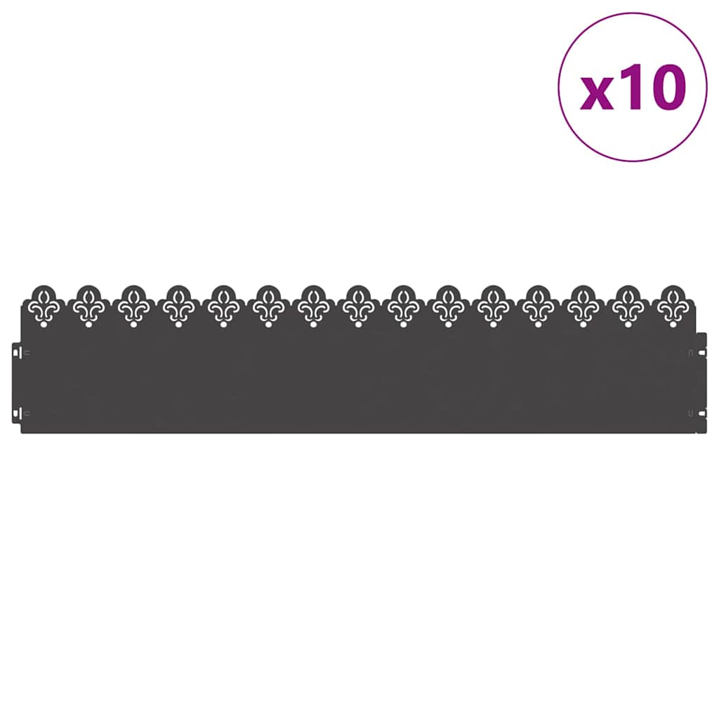 Rasenkanten 10 Pcs 103 X 0,05 X 22 Cm Stahl Schwarz