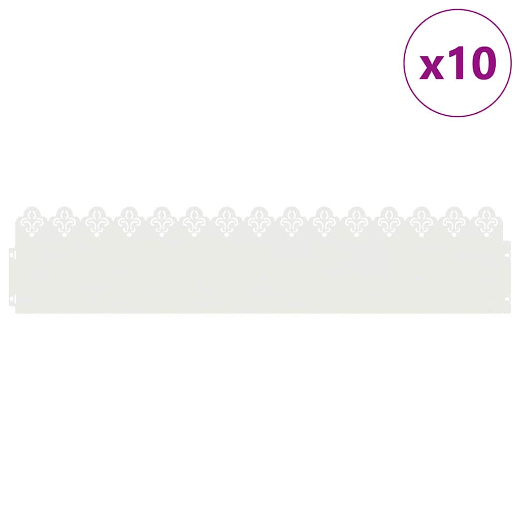 Rasenkanten 10 Pcs 103 X 0,05 X 22 Cm Stahl Weiß