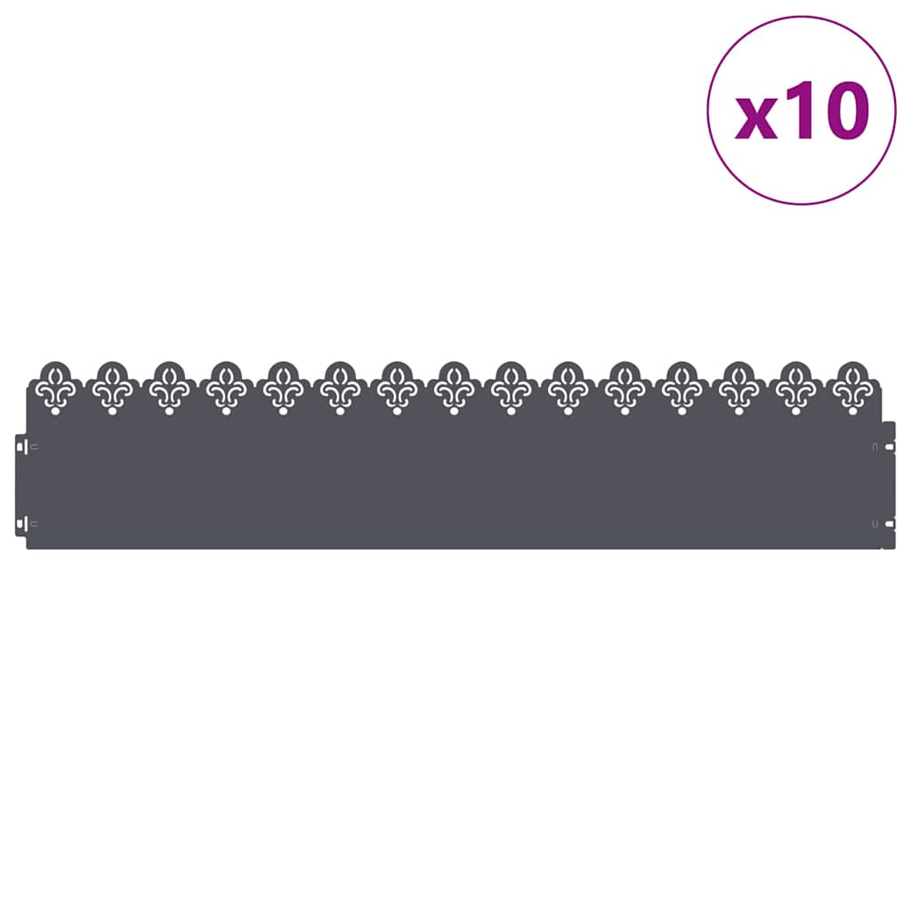 Rasenkanten 10 Pcs 103 X 0,05 X 22 Cm Stahl Anthrazit
